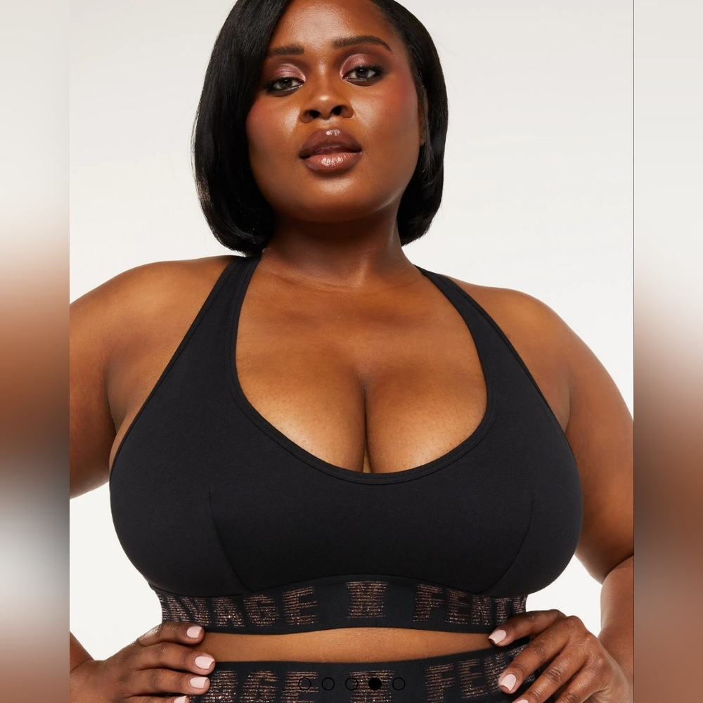 Savage X Fenty Forever Savage Scoop Neck Bralette Black Caviar Logo 1X